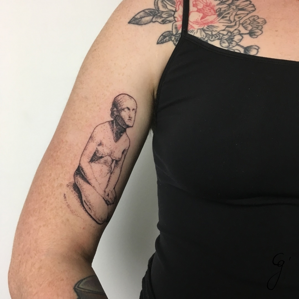 LED Travel Series La fiducia in Dio by Bartolini in Poldi Pezolli Milan fine line dotwork tattoo by artist Cesarina Gretha (Sanne Bosscher)